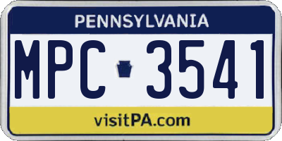 PA license plate MPC3541