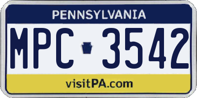 PA license plate MPC3542