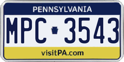 PA license plate MPC3543