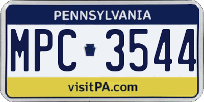PA license plate MPC3544