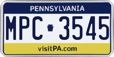 PA license plate MPC3545