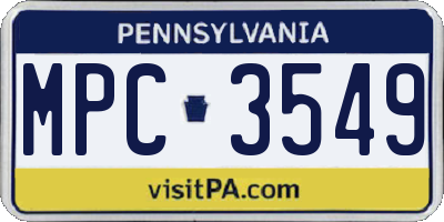 PA license plate MPC3549