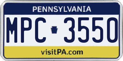 PA license plate MPC3550