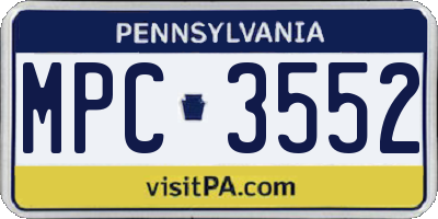 PA license plate MPC3552