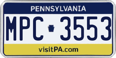PA license plate MPC3553