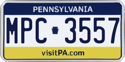 PA license plate MPC3557