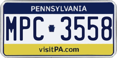 PA license plate MPC3558