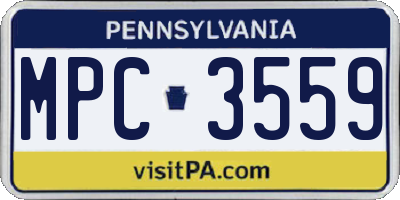 PA license plate MPC3559