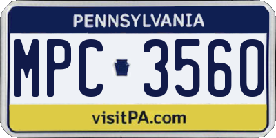 PA license plate MPC3560