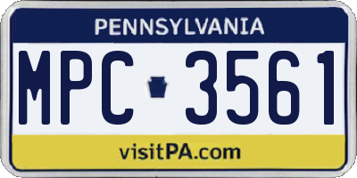 PA license plate MPC3561