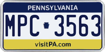 PA license plate MPC3563