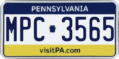 PA license plate MPC3565