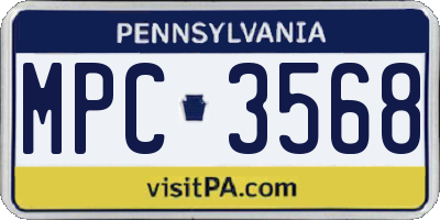 PA license plate MPC3568