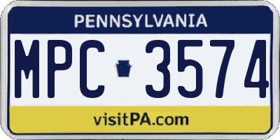 PA license plate MPC3574