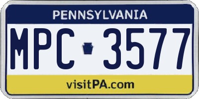 PA license plate MPC3577