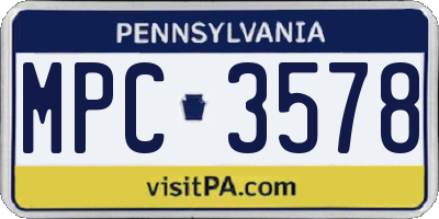 PA license plate MPC3578