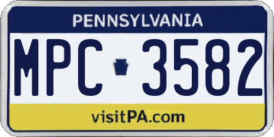 PA license plate MPC3582