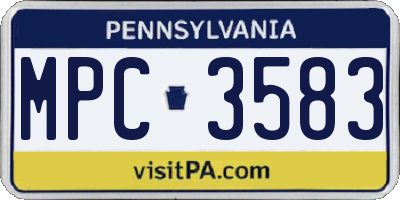 PA license plate MPC3583