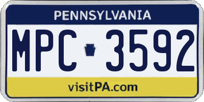 PA license plate MPC3592