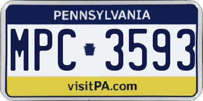 PA license plate MPC3593