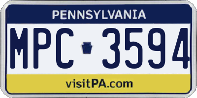 PA license plate MPC3594