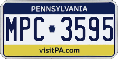 PA license plate MPC3595