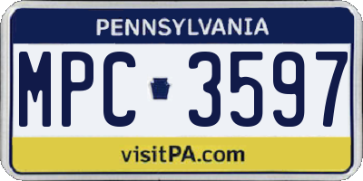 PA license plate MPC3597