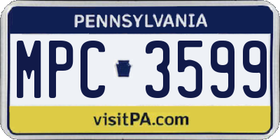 PA license plate MPC3599
