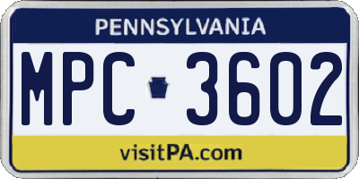 PA license plate MPC3602