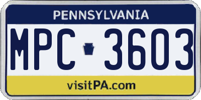 PA license plate MPC3603