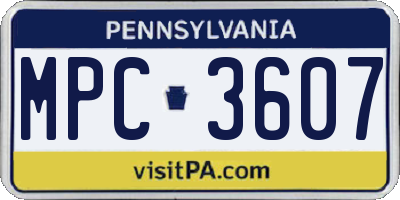 PA license plate MPC3607