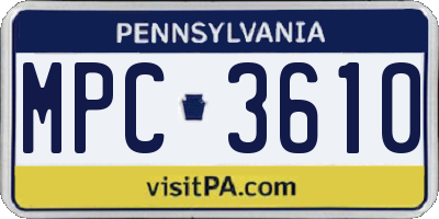 PA license plate MPC3610