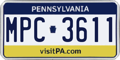 PA license plate MPC3611