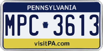 PA license plate MPC3613