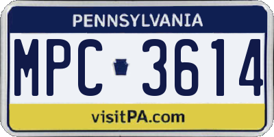 PA license plate MPC3614