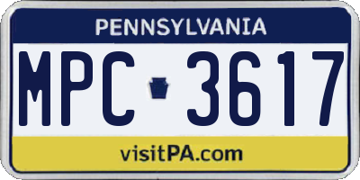PA license plate MPC3617