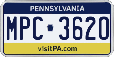 PA license plate MPC3620
