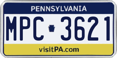 PA license plate MPC3621