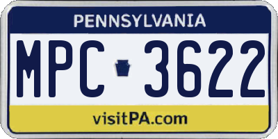 PA license plate MPC3622