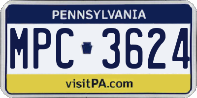 PA license plate MPC3624