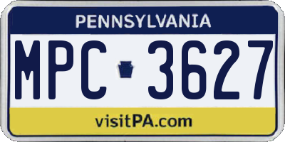 PA license plate MPC3627