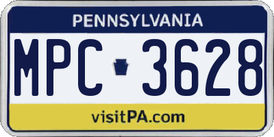 PA license plate MPC3628