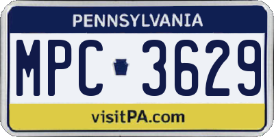 PA license plate MPC3629