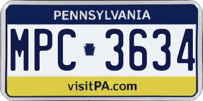 PA license plate MPC3634
