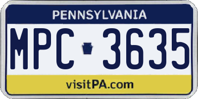 PA license plate MPC3635