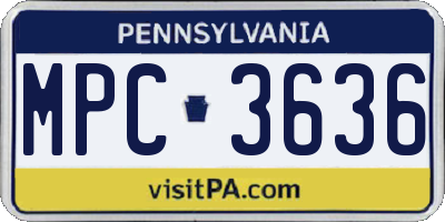 PA license plate MPC3636