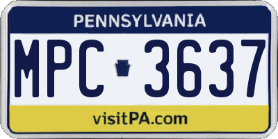 PA license plate MPC3637