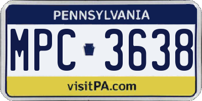 PA license plate MPC3638