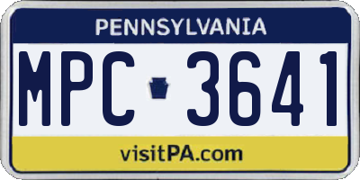PA license plate MPC3641