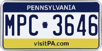 PA license plate MPC3646